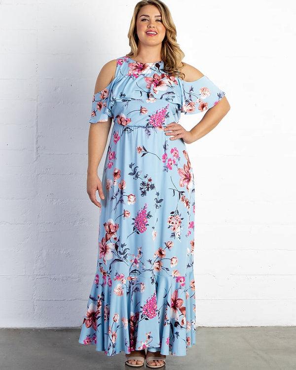 Kiyonna Piper Cold Shoulder Maxi Dress - Final Sale
