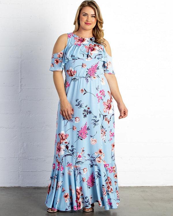 kiyonna Piper Cold Shoulder Maxi Dress - Final Sale
