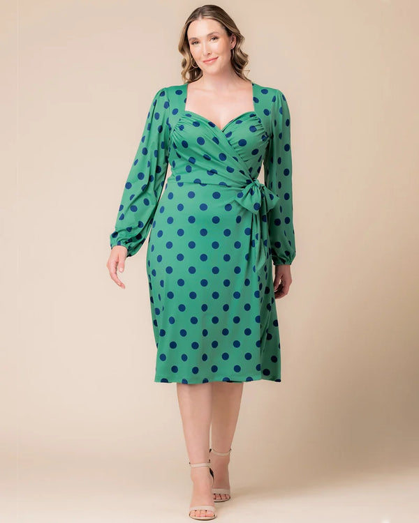 Kiyonna Socialite Sweetheart Polka Dot Wrap Dress