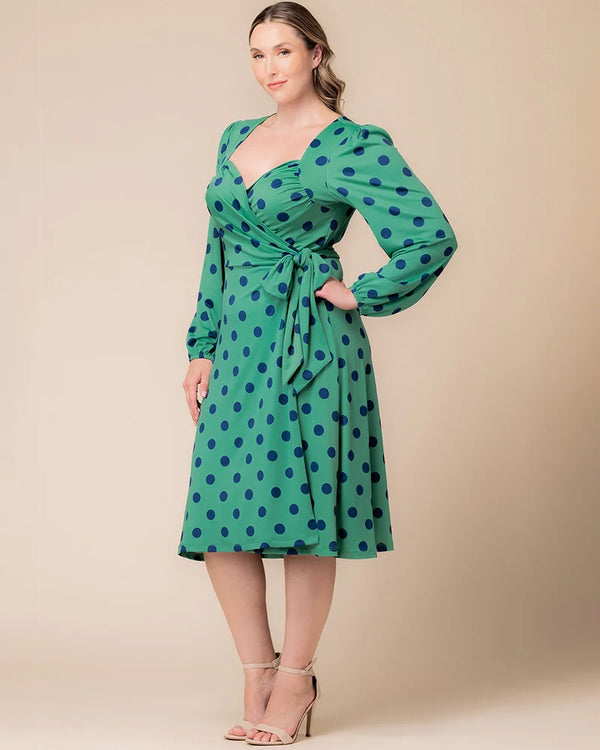 Kiyonna Socialite Sweetheart Polka Dot Wrap Dress
