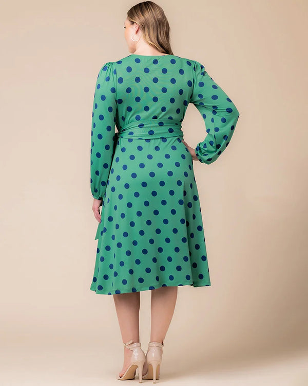 Kiyonna Socialite Sweetheart Polka Dot Wrap Dress