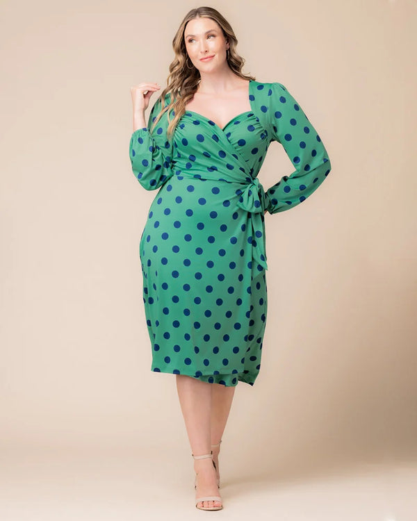 kiyonna Socialite Sweetheart Polka Dot Wrap Dress