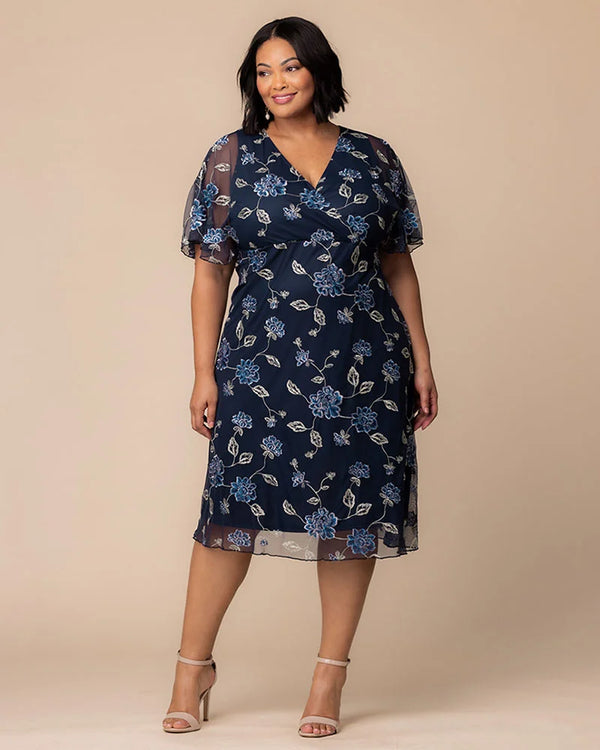 Kiyonna Sonnet Embroidered Midi Cocktail Dress