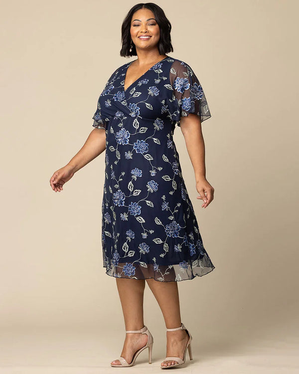 Kiyonna Sonnet Embroidered Midi Cocktail Dress