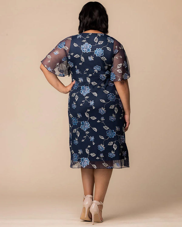 Kiyonna Sonnet Embroidered Midi Cocktail Dress