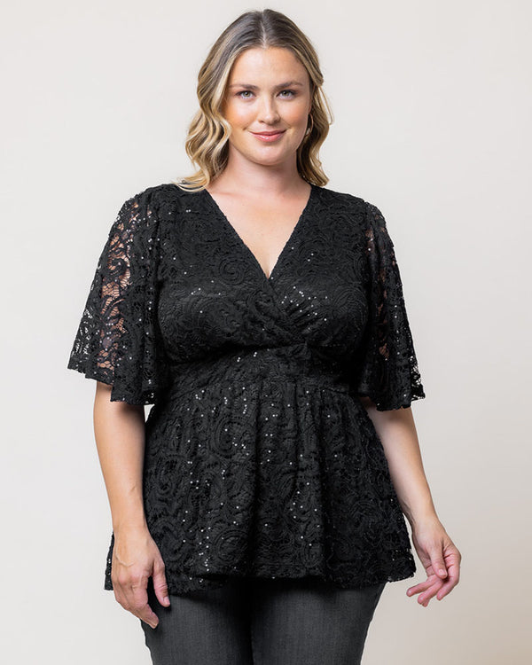 Kiyonna Stardust Sequin Lace Top - Sale