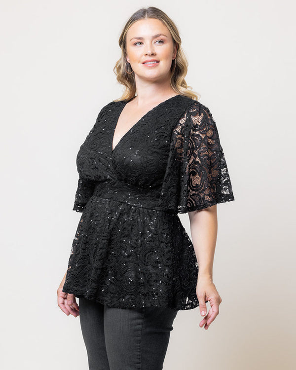 Kiyonna Stardust Sequin Lace Top - Sale