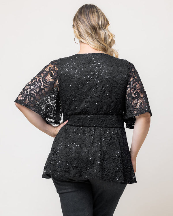 Kiyonna Stardust Sequin Lace Top - Sale