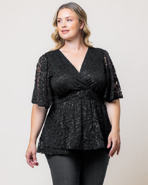 kiyonna Stardust Sequin Lace Top - Sale