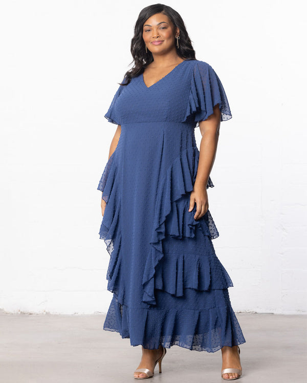 Kiyonna Tour De Flounce Chiffon Evening Gown