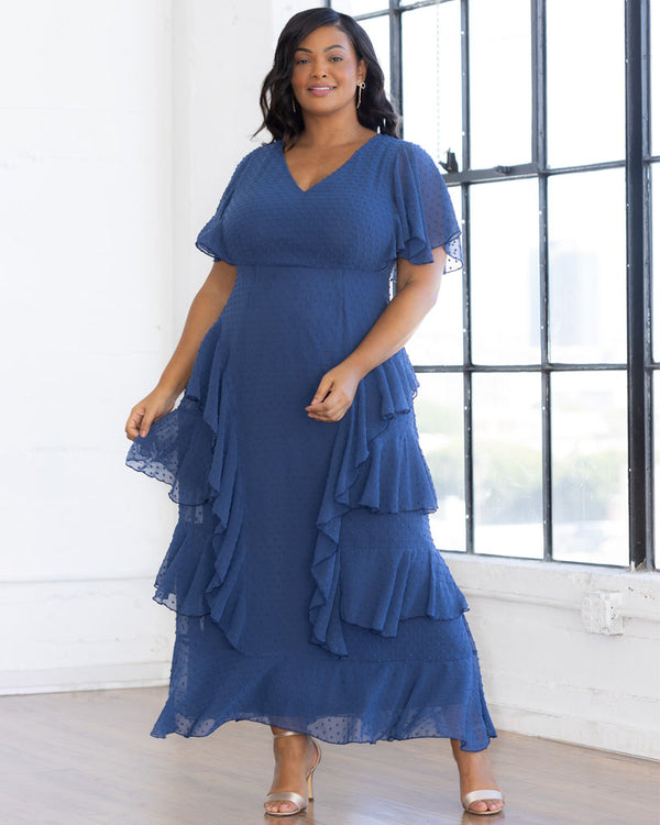 kiyonna Tour de Flounce Chiffon Evening Gown