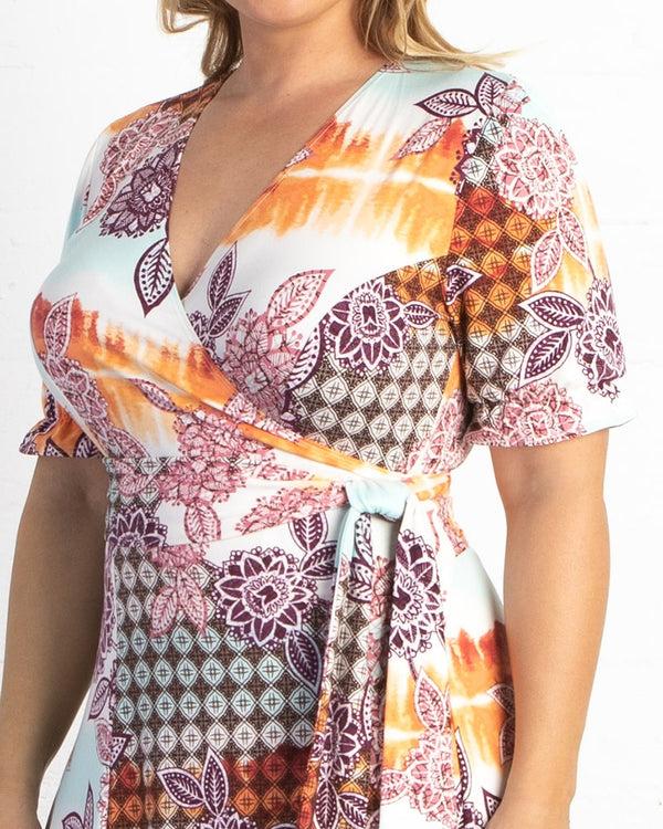 Kiyonna Tuscan Tie Wrap Dress - Final Sale