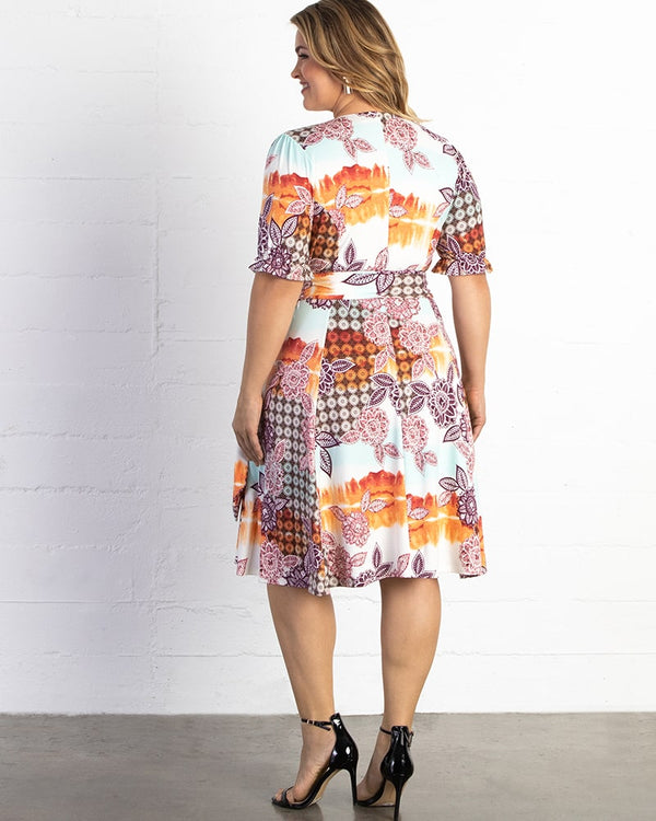 Kiyonna Tuscan Tie Wrap Dress - Final Sale