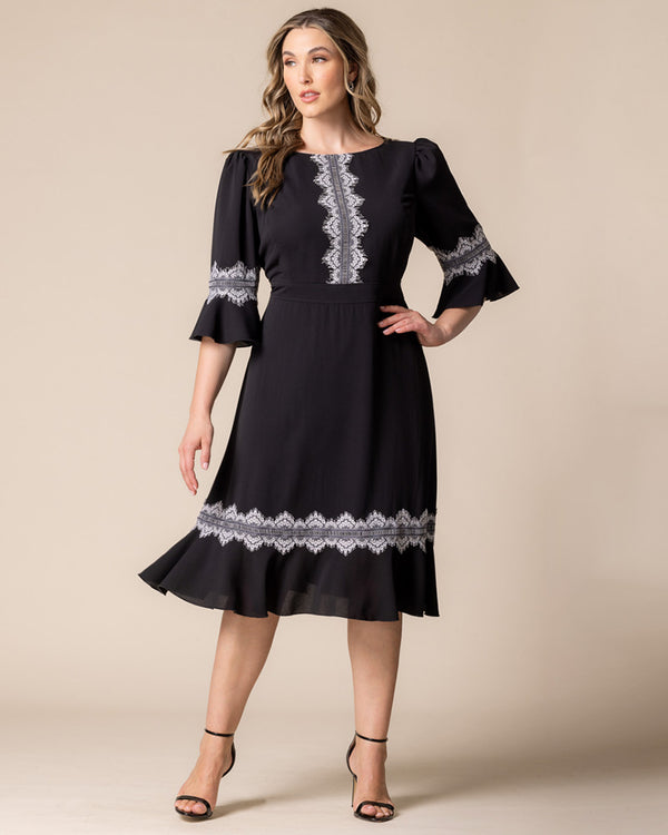 Kiyonna Villa Lace Trim Cocktail Dress