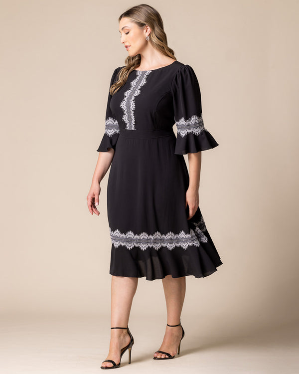 Kiyonna Villa Lace Trim Cocktail Dress