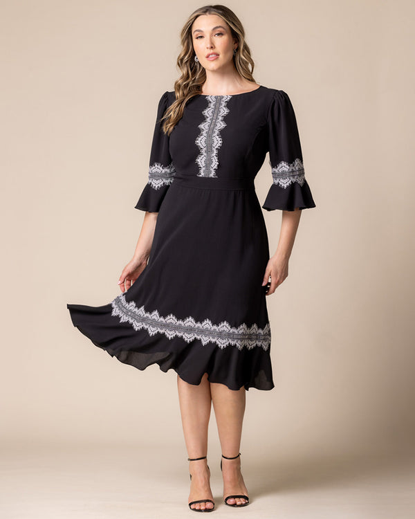kiyonna Villa Lace Trim Cocktail Dress