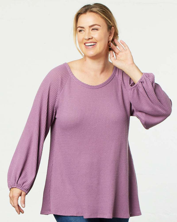 kiyonna Whimsical Waffle Soft Knit Top - Sale