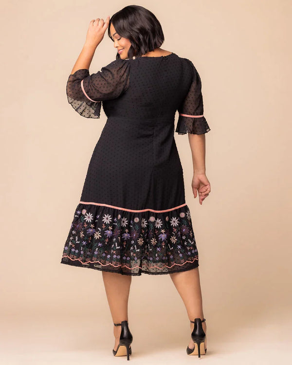 Kiyonna Mesmerizing Embroidered Cocktail Midi Dress