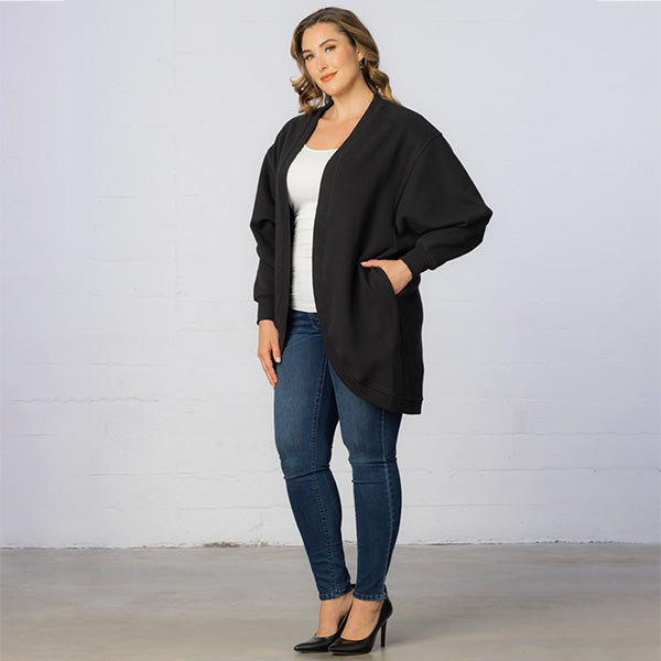 kiyonna Open Front Faux Fur Cardigan with Pockets - Sale