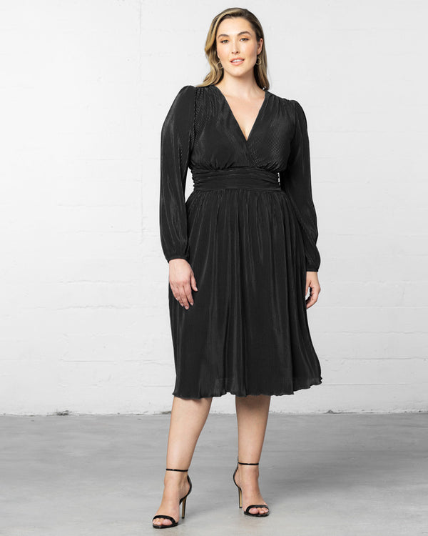 Kiyonna Sophie Long Sleeve Pleated Cocktail Dress - Sale