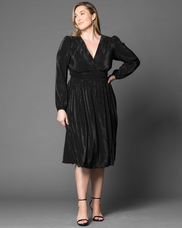 kiyonna Sophie Long Sleeve Pleated Cocktail Dress - Sale