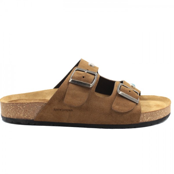 kjøre project Tøfler Studded Cognac Suede