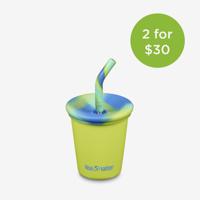 Klean Kanteen 10oz Kid's Cup With Straw Lid Clear Sky