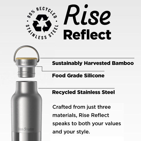 Klean Kanteen 20oz Rise Reflect With Bamboo Cap Brushed