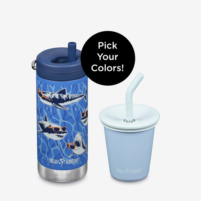 klean kanteen Kid's Sippy Cup and Wide Water Bottle Set