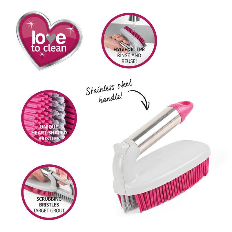 Kleeneze 2 In 1 Rubber Head Scrubbing Brush Pink/Grey