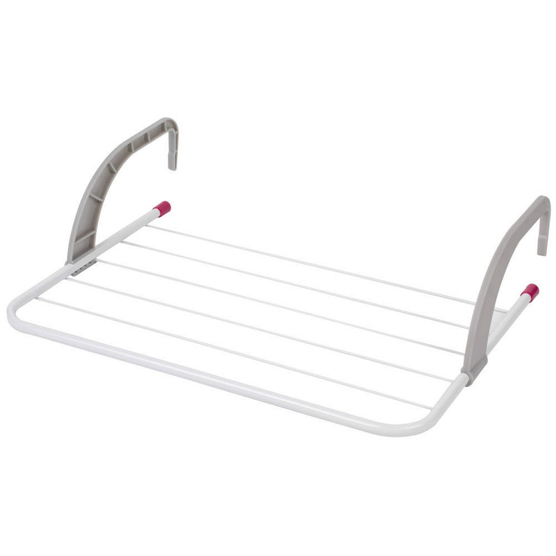 kleeneze 6-Bar Radiator Attachable Airer for Hand Towels or Clothes Grey/Pink