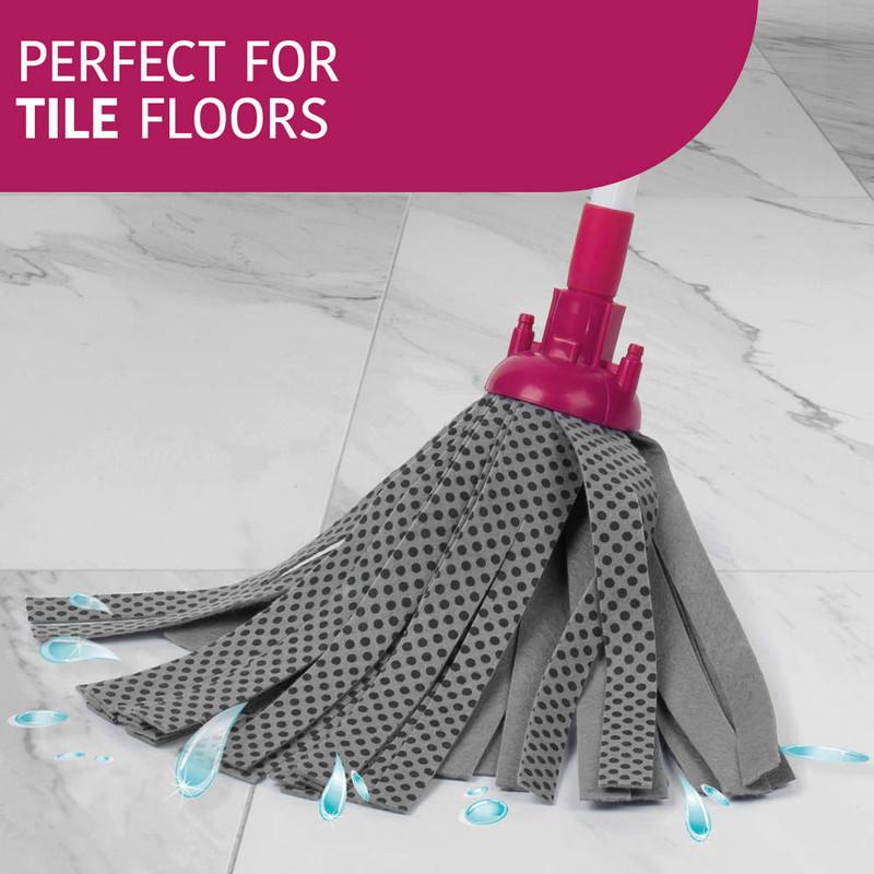 Kleeneze Cloth Mop With Extendable Telescopic Handle White/Pink