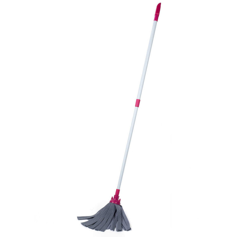 kleeneze Cloth Mop With Extendable Telescopic Handle White/Pink