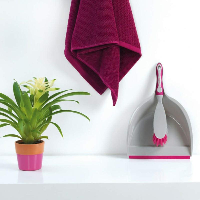 Kleeneze Deluxe Space Saving Dustpans And Brushes Set Of 2 Grey/Pink