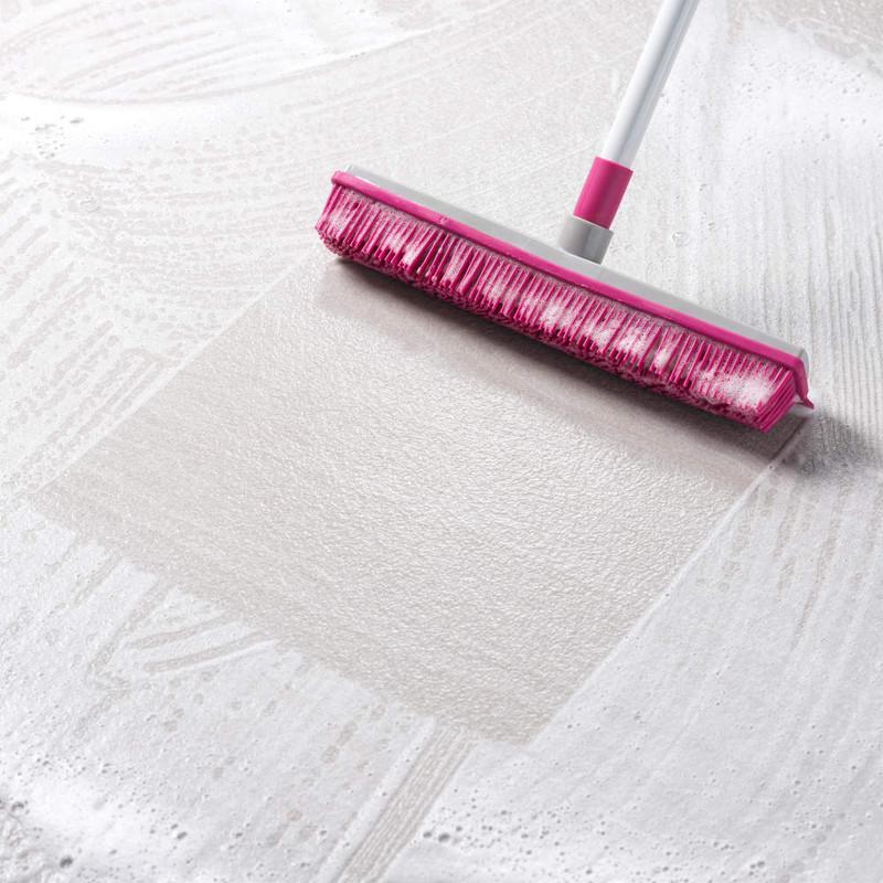 Kleeneze Electrostatic Rubber Head Floor Brush With Squeegee Edge Pink/Grey