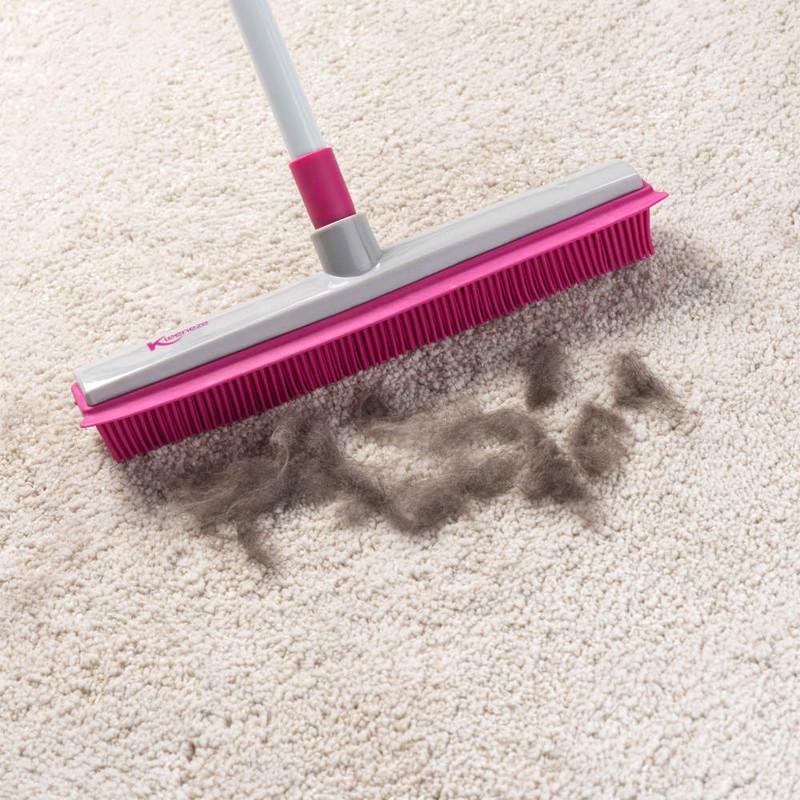 Kleeneze Electrostatic Rubber Head Floor Brush With Squeegee Edge Pink/Grey