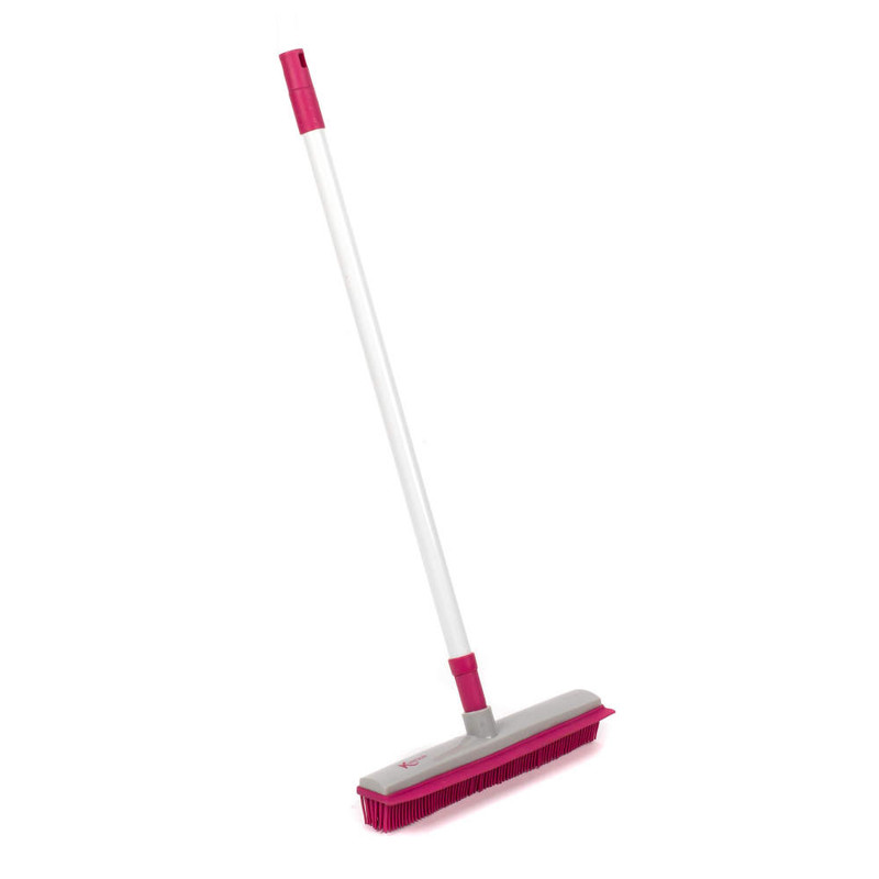 kleeneze Electrostatic Rubber Head Floor Brush with Squeegee Edge Pink/Grey