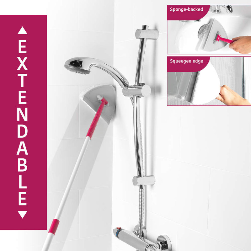 Kleeneze Extendable Handle Multipurpose Bathroom Cleaner Grey/Pink