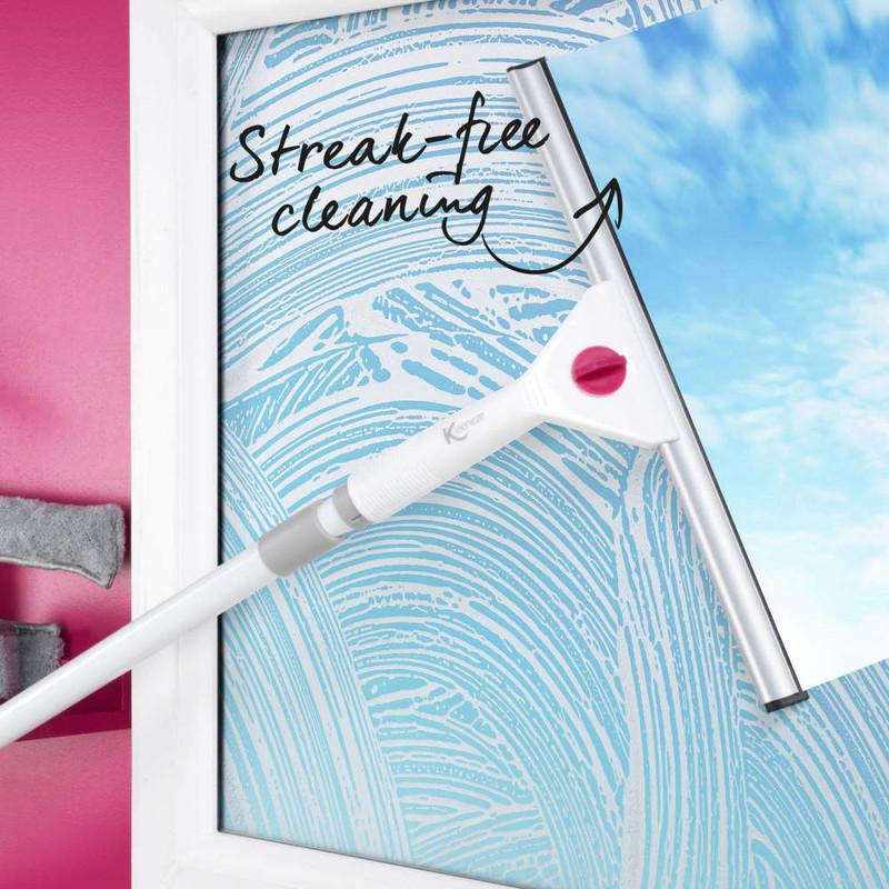 Kleeneze Five-Piece 2-In-1 Microfibre Window Cleaning Set With Telescopic Handle