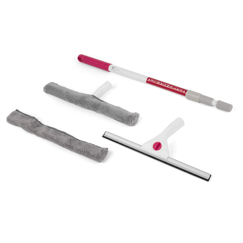 kleeneze Five-Piece 2-In-1 Microfibre Window Cleaning Set with Telescopic Handle