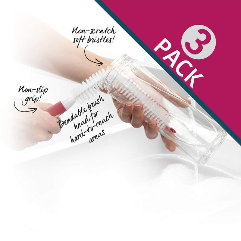 Kleeneze 3 Pack Bottle Brushes Pink/White