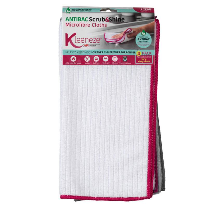 Kleeneze Microfibre Antibac Dish Cloths Pack Of 4 Pink