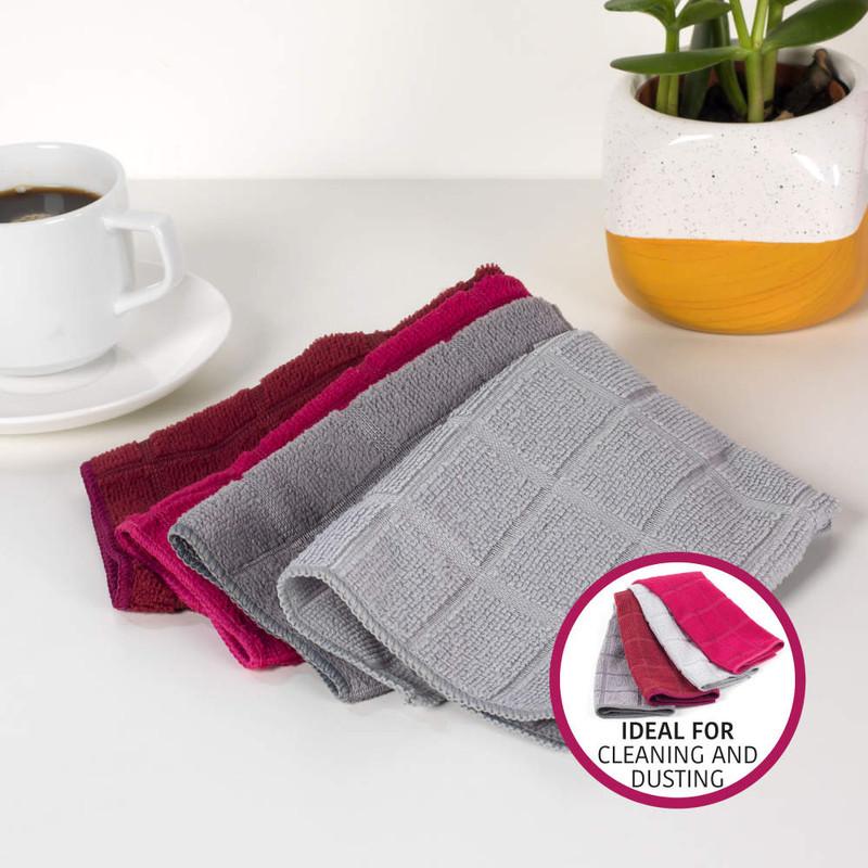 Kleeneze Microfibre Cleaning Dusting Cloths Pack Of 4 Assorted Colours