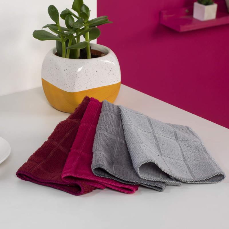 Kleeneze Microfibre Cleaning Dusting Cloths Pack Of 4 Assorted Colours