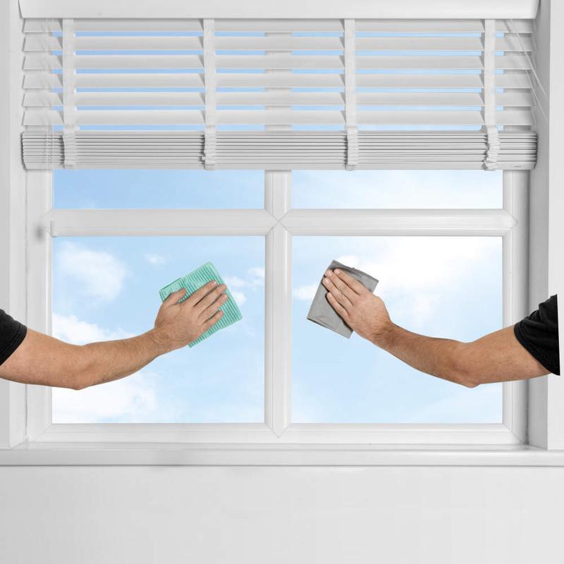 Kleeneze Microfibre Glass And Window Cloths For Cleaning And Removing Bacteria Pack Of 2 Grey And Aqua