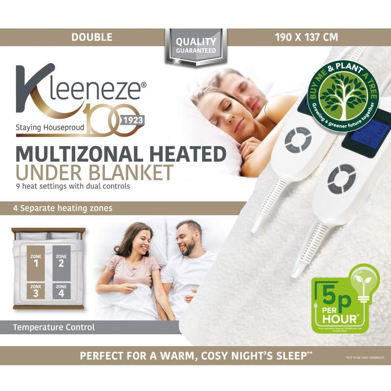 Kleeneze Multizonal Heated Underblanket – For Double Beds 190 X 137cm