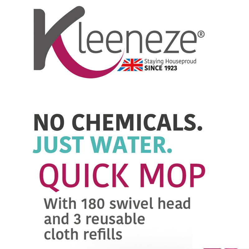 Kleeneze No Chemical Cleaning Cloth Mop - Includes 3 Refill Cloths