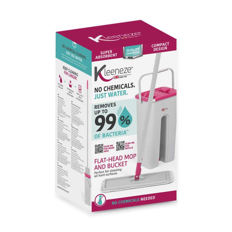Kleeneze No Chemical Cleaning Flat Mop & Bucket Set – Microfibre Technology