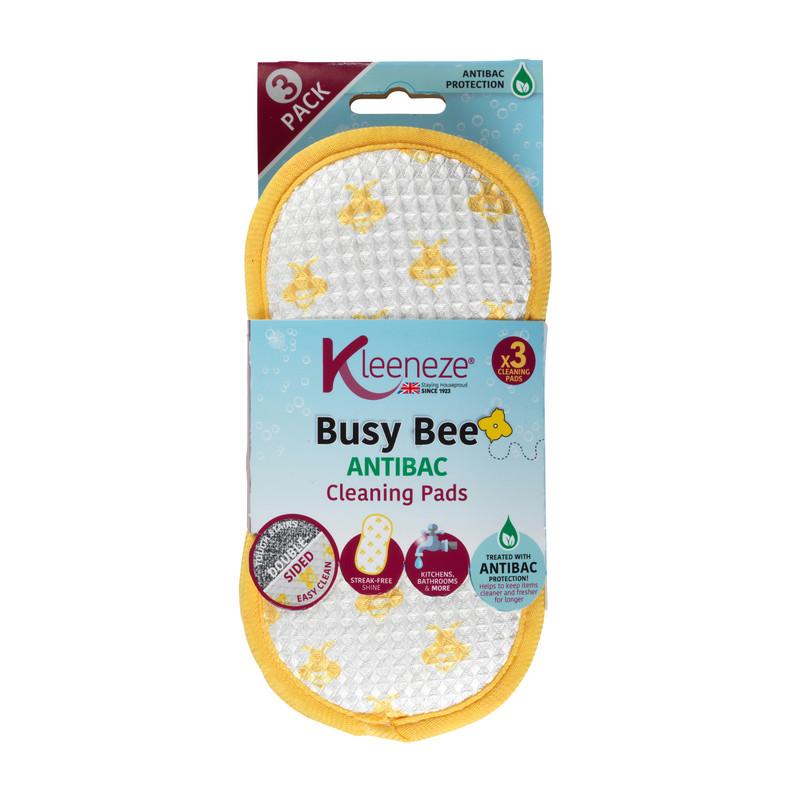 Kleeneze Pack Of 3 Anti-Bac Busy Bee Cleaning Pads Treated With Anti-Bac Protection Perfect For Removing Tough Stains