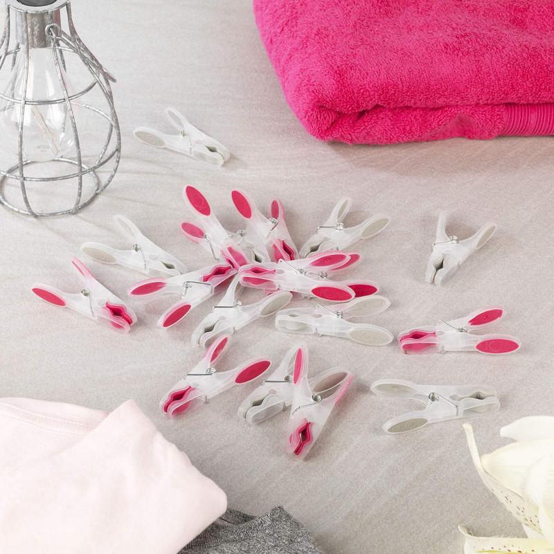Kleeneze Steady Grip Clothes Pegs Pack Of 24 Grey/Pink